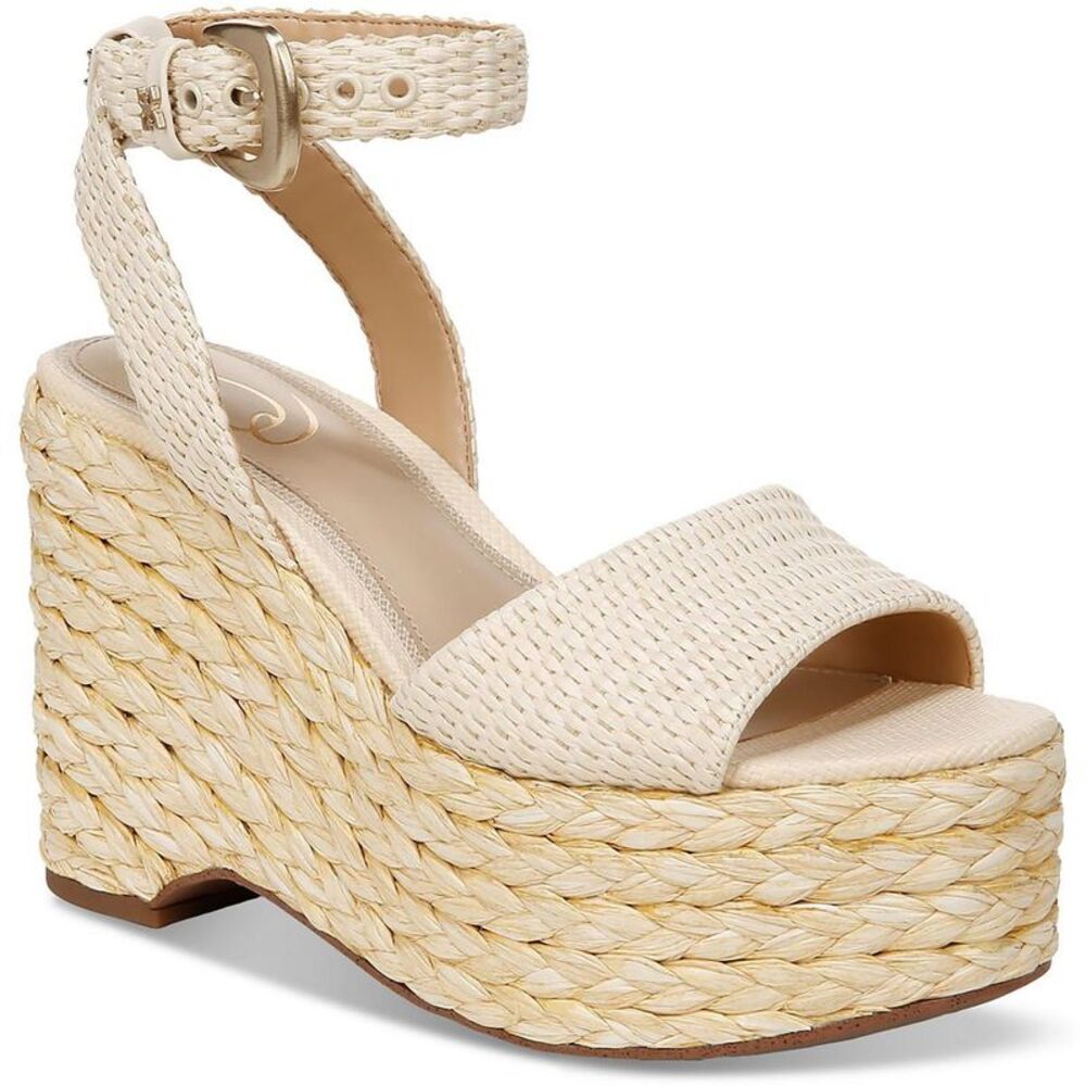 Sam Edelman Cream Woven Platform Sandals